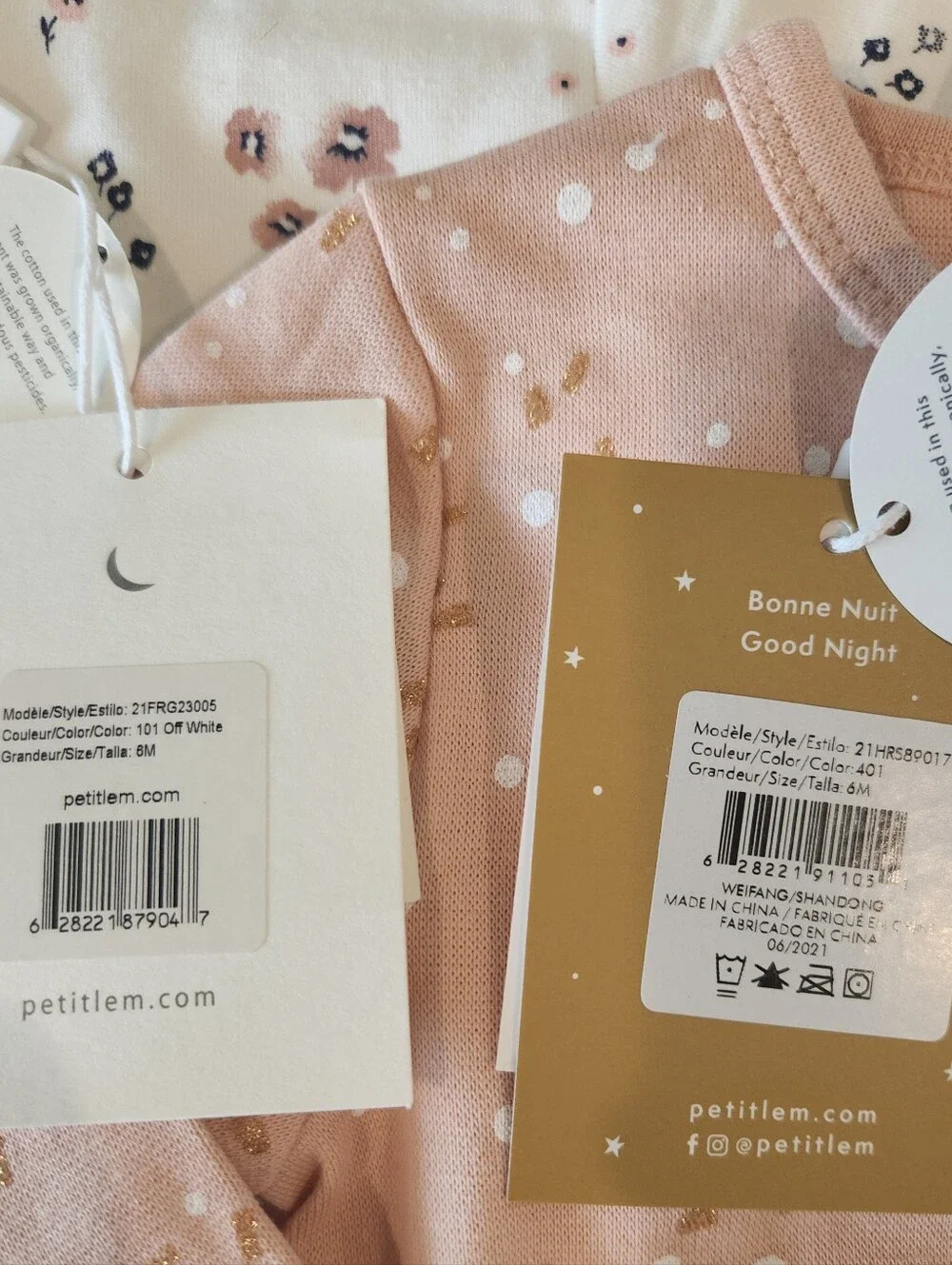 2 NWT Petit Lem Organic Cotton Blend Footie Sleeper Romper 6 Months